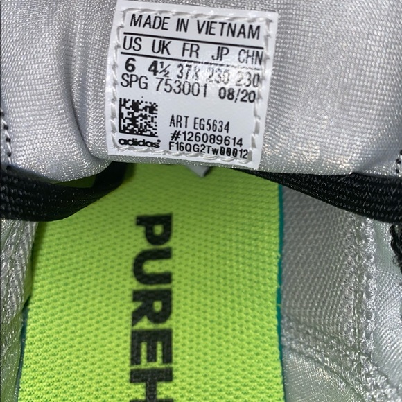 ADIDAS PUREHUSTLE WOMENS METAL CLEATS, SIZE 6, BLACK, SILVER & WHITE - Picture 9 of 10